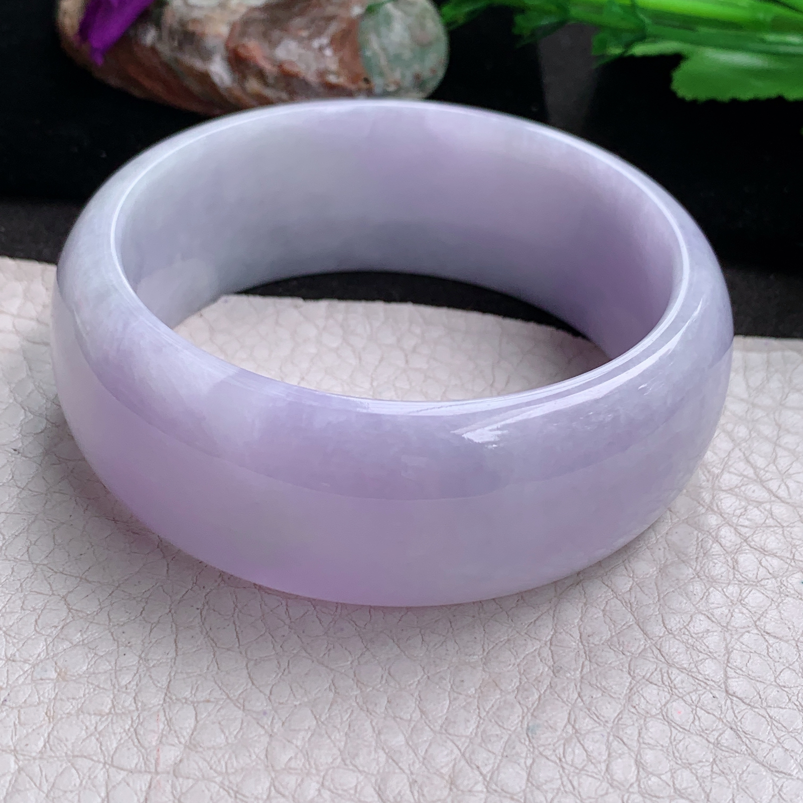 js稀有58*23.6*8轮胎镯 缅甸翡翠a货高品质紫罗兰宽边玉手镯