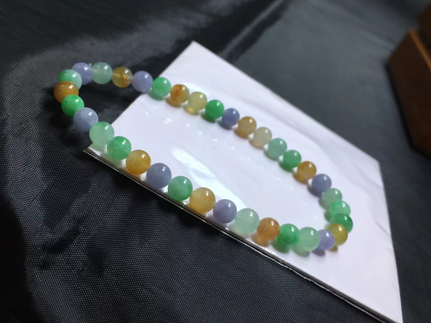 ️ 彩手链，卡5.5～5.3mm，36颗，种好，玉质细腻，色彩斑斓，颗颗精选
