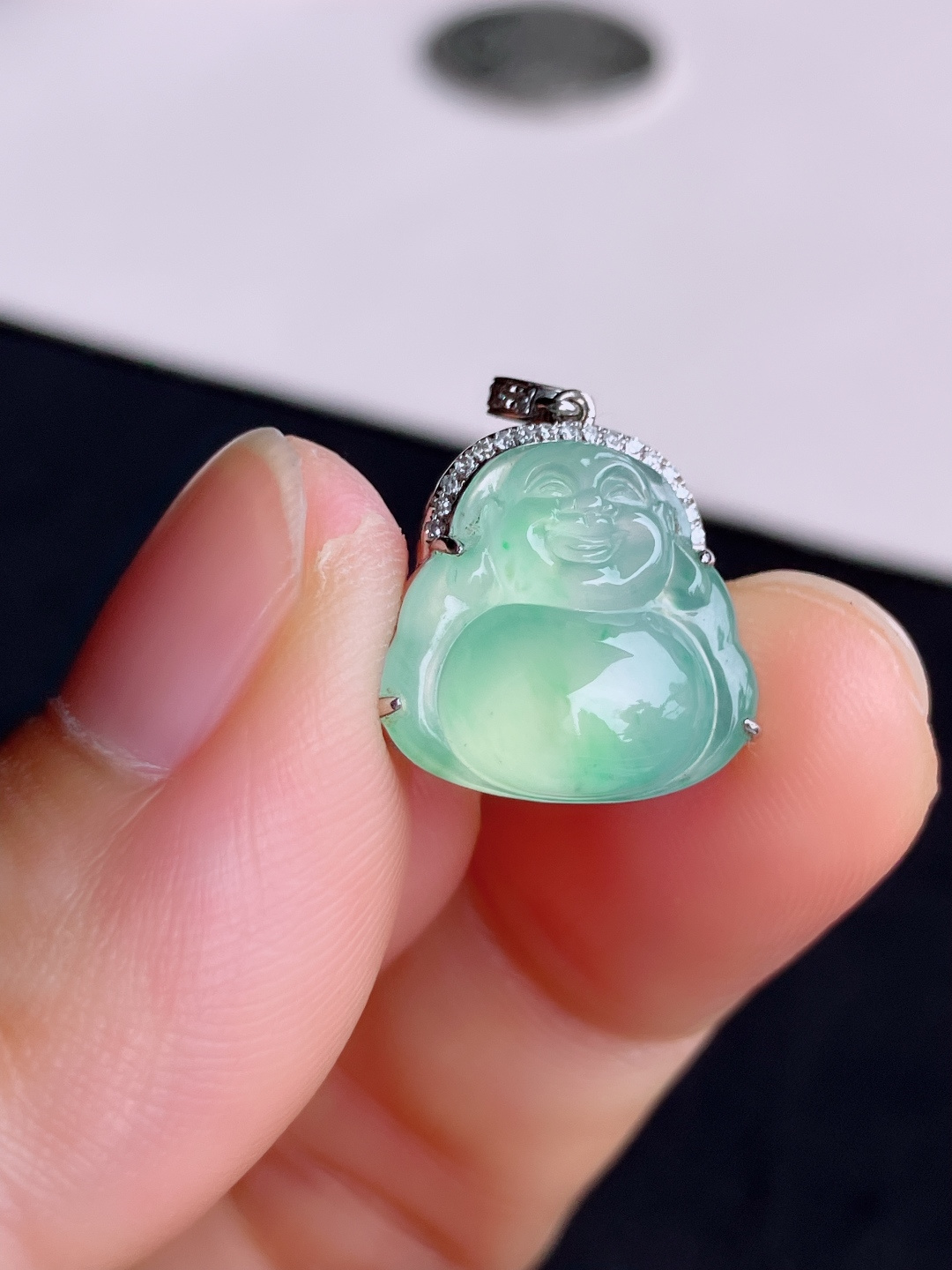 甜绿小佛，晶莹剔透，尺寸15/14.3/7.6/自然光实拍