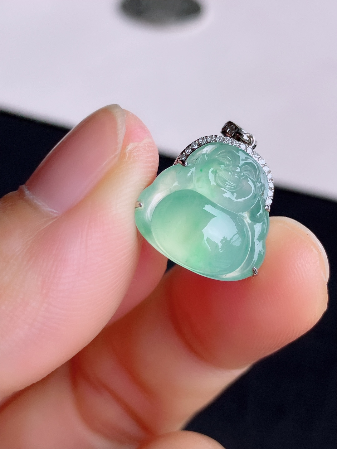 甜绿小佛，晶莹剔透，尺寸15/14.3/7.6/自然光实拍