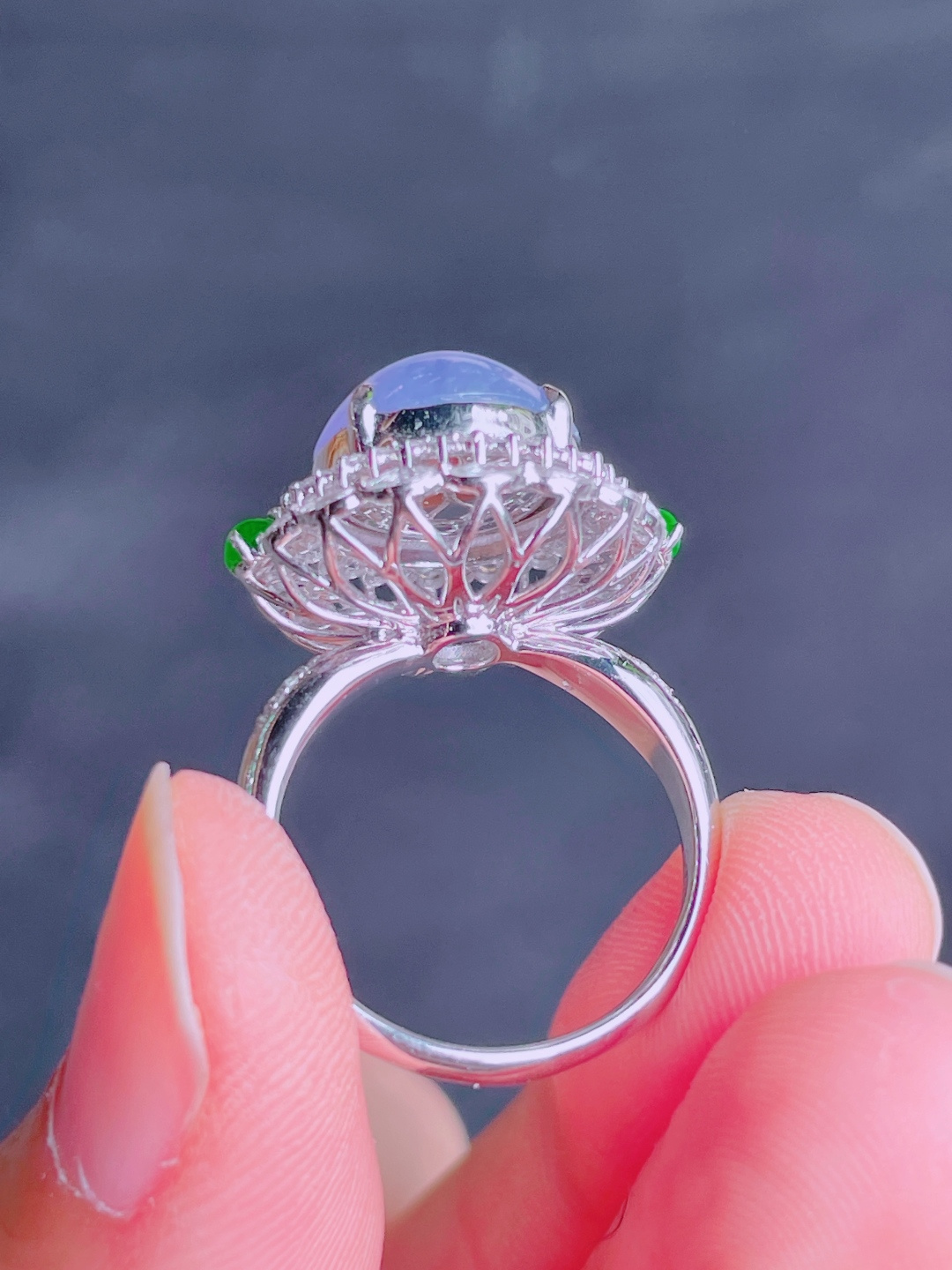 ️高冰紫蛋面戒指 晶莹剔透，新颖时尚，品相，12.7-6