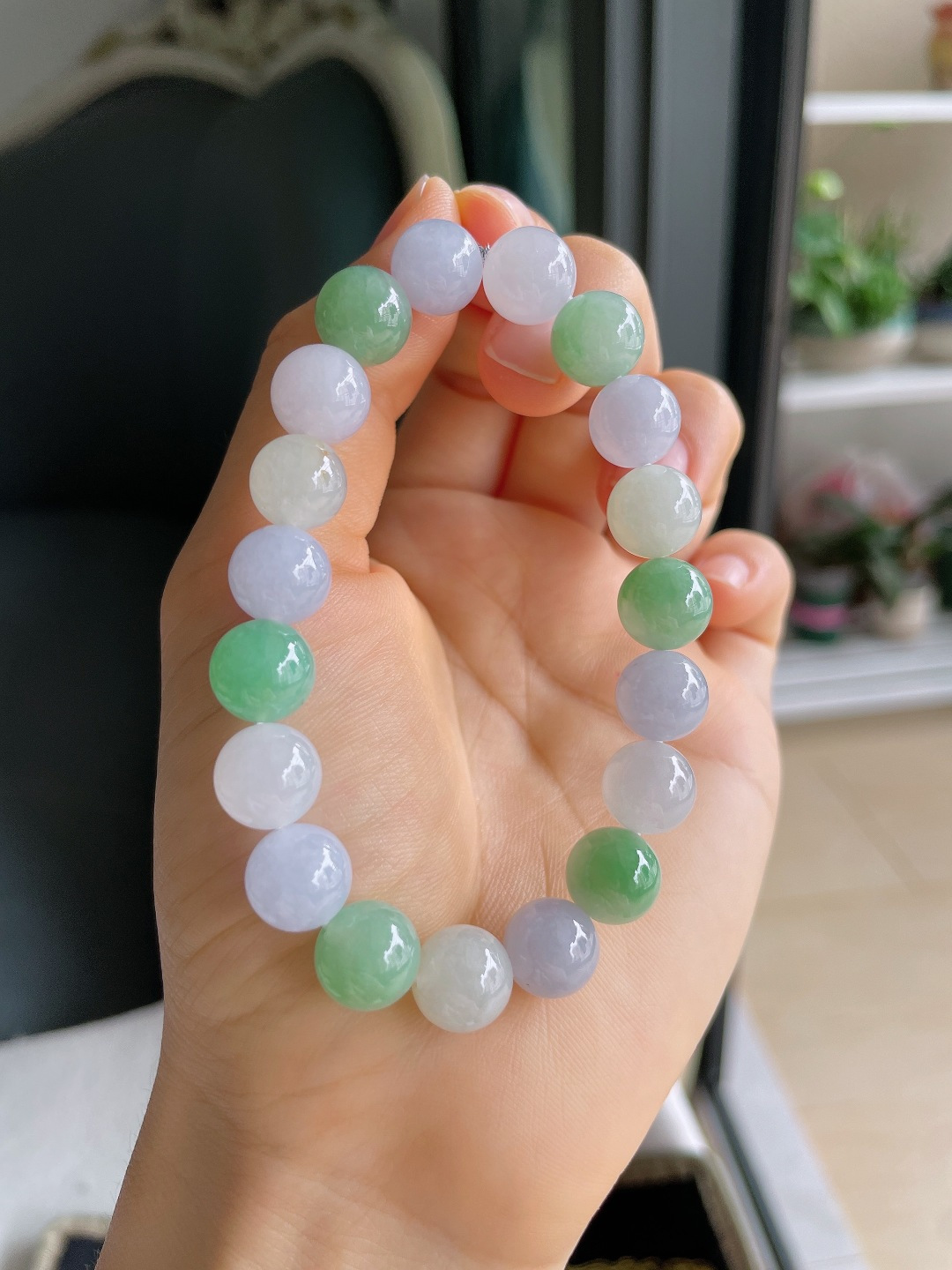 ️，缅甸天然翡翠A货，冰多宝手串，尺寸：10mm。【编4466】
