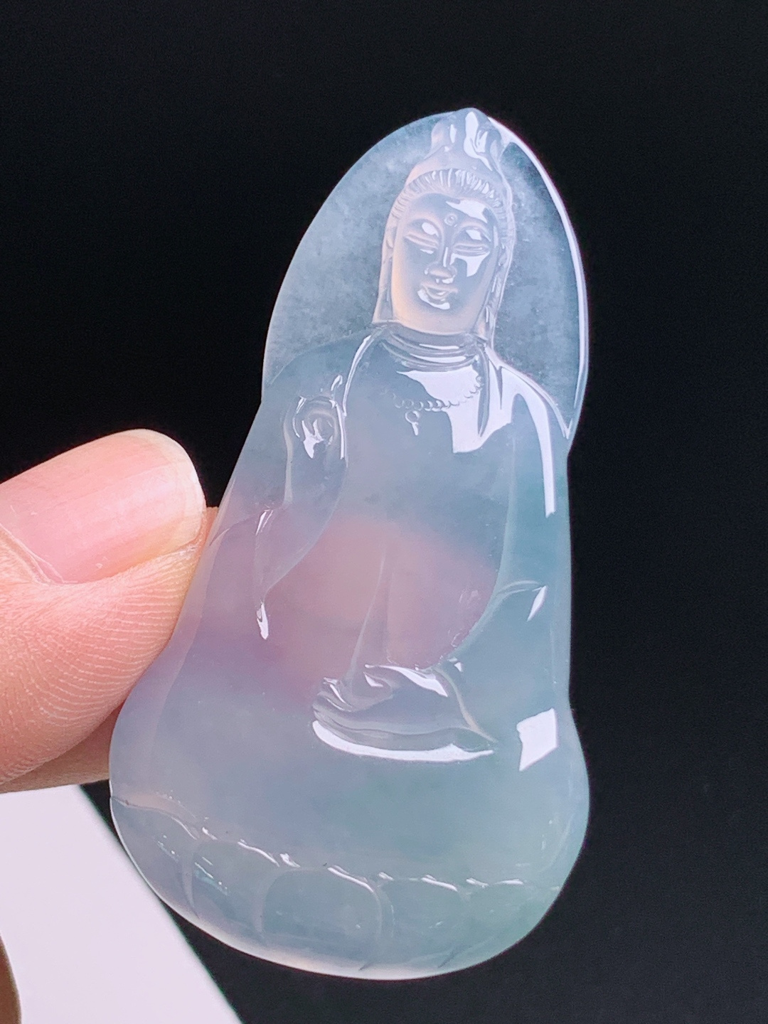 ️ 冰种素衣观音，清透淡雅体态温婉，胶感十足平安护身，裸石53.6-29.1-5.2