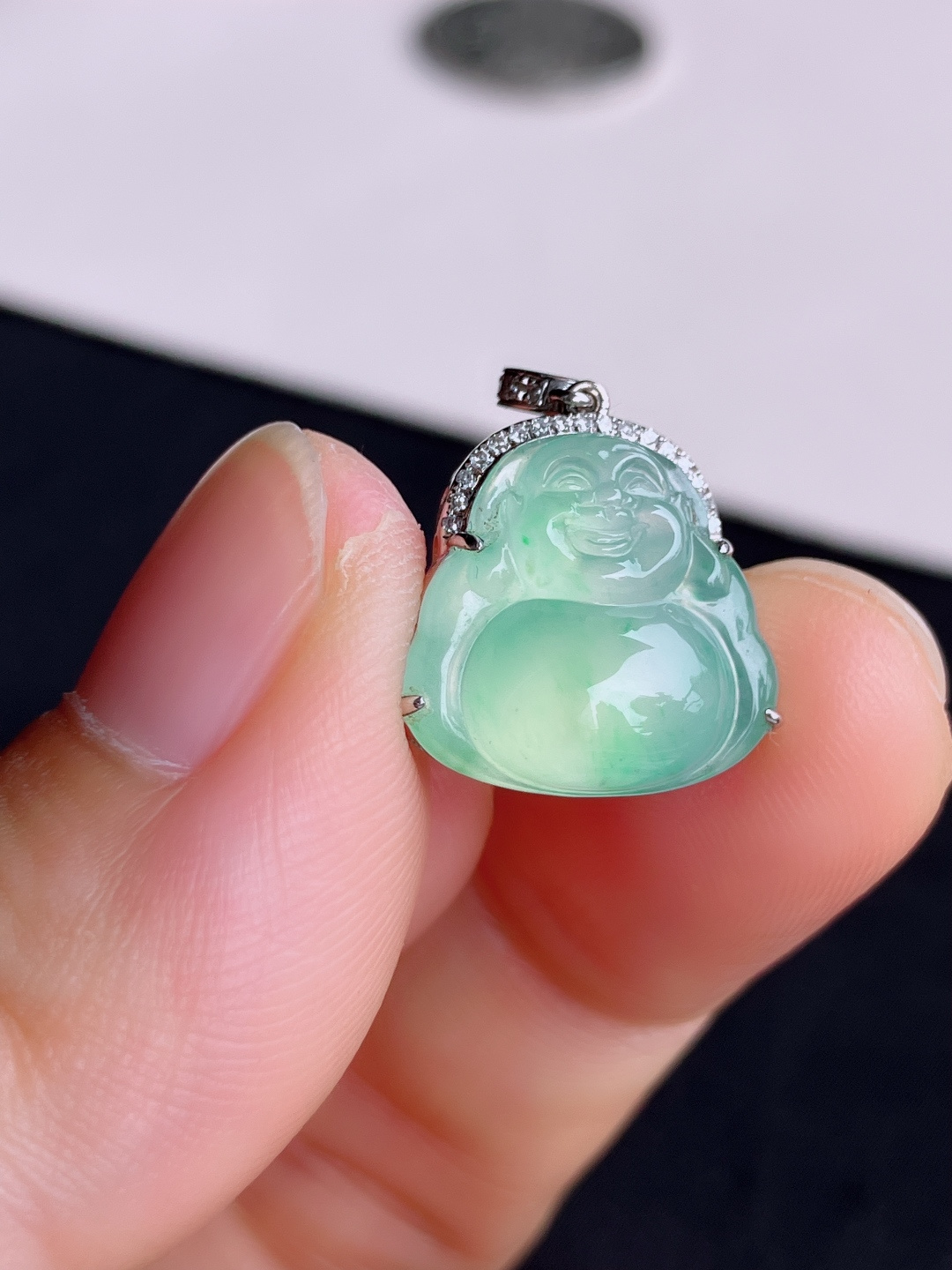 甜绿小佛，晶莹剔透，尺寸15/14.3/7.6/自然光实拍