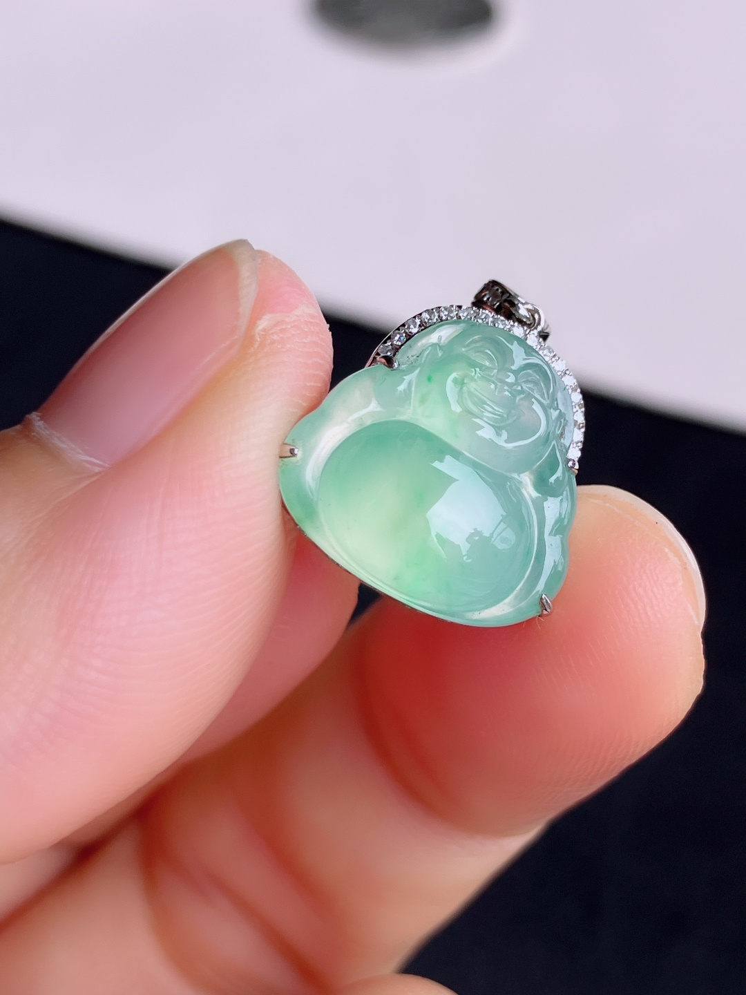 甜绿小佛，晶莹剔透，尺寸15/14.3/7.6/自然光实拍