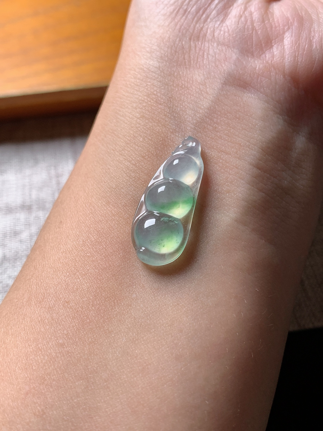 ️冰种飘花四季豆，水润种老 0801 尺寸25.2*10.2*4.4