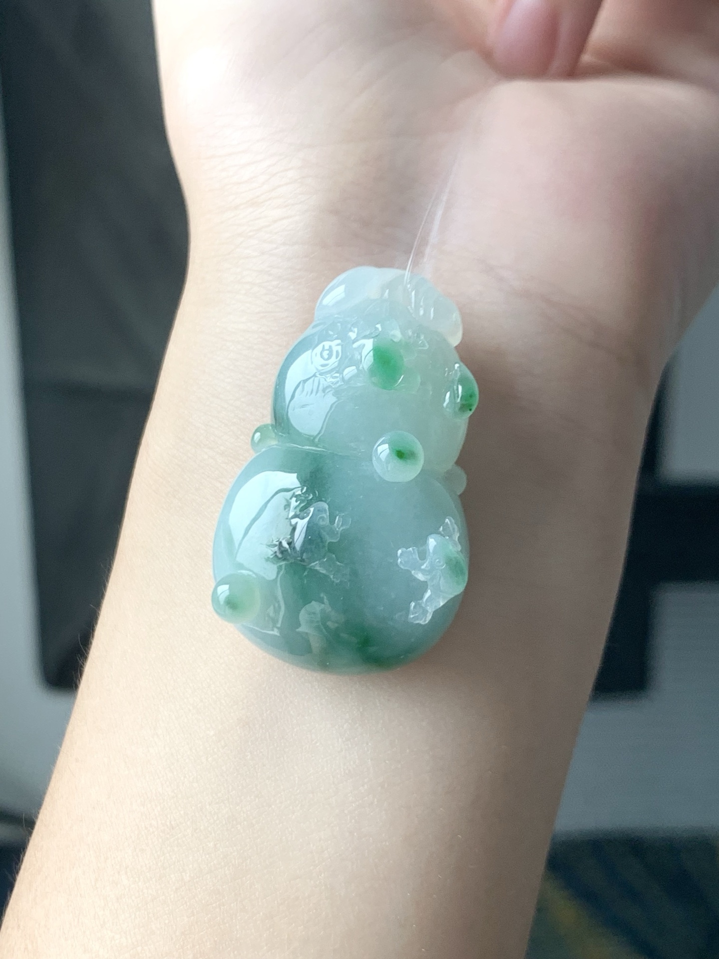 冰飘绿葫芦 优美色泽 精美饱满 尺寸38.4-24-13.7【C3545】