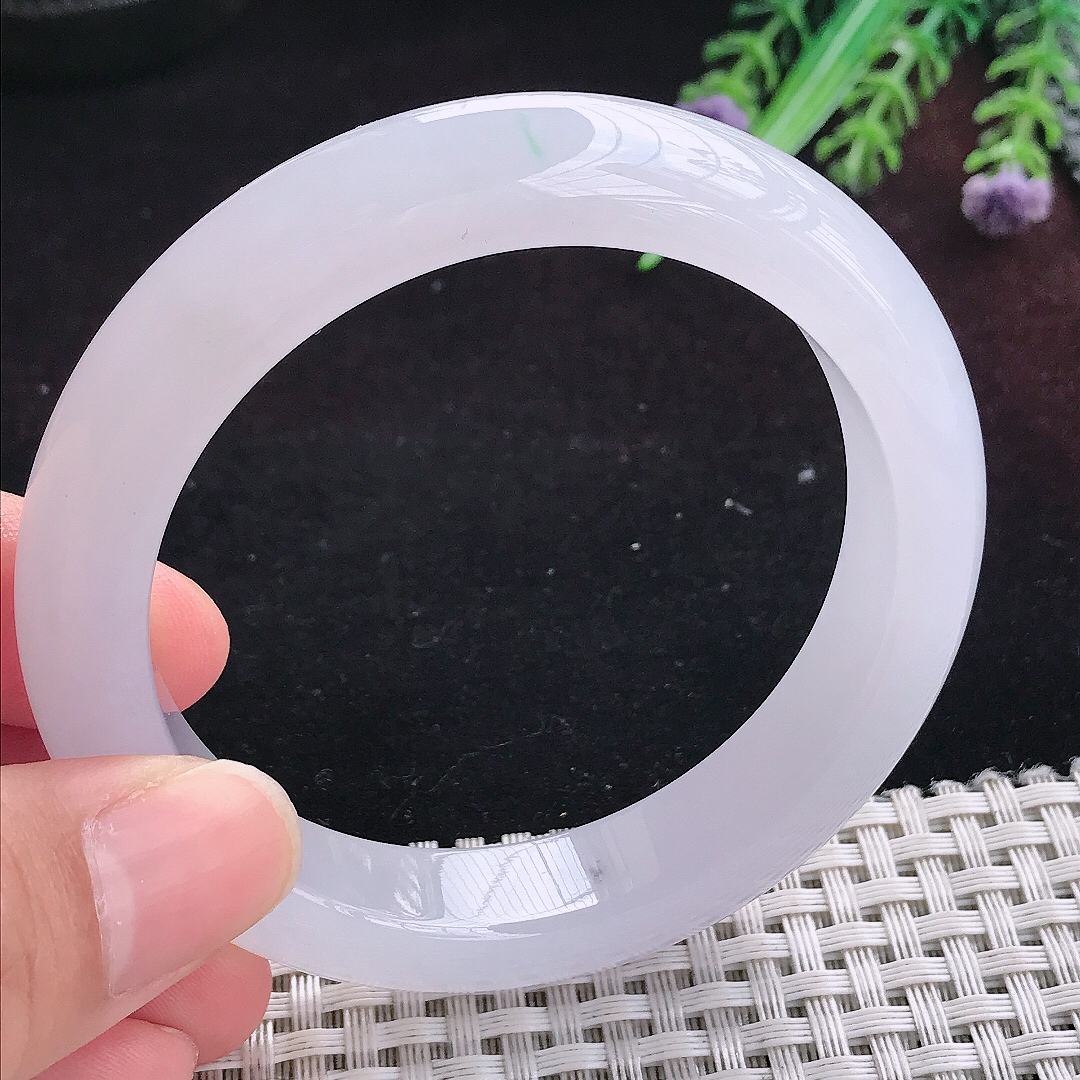 实拍A货翡翠55.8/12/9.2老坑冰透起胶手镯宽边玉镯平安镯百搭