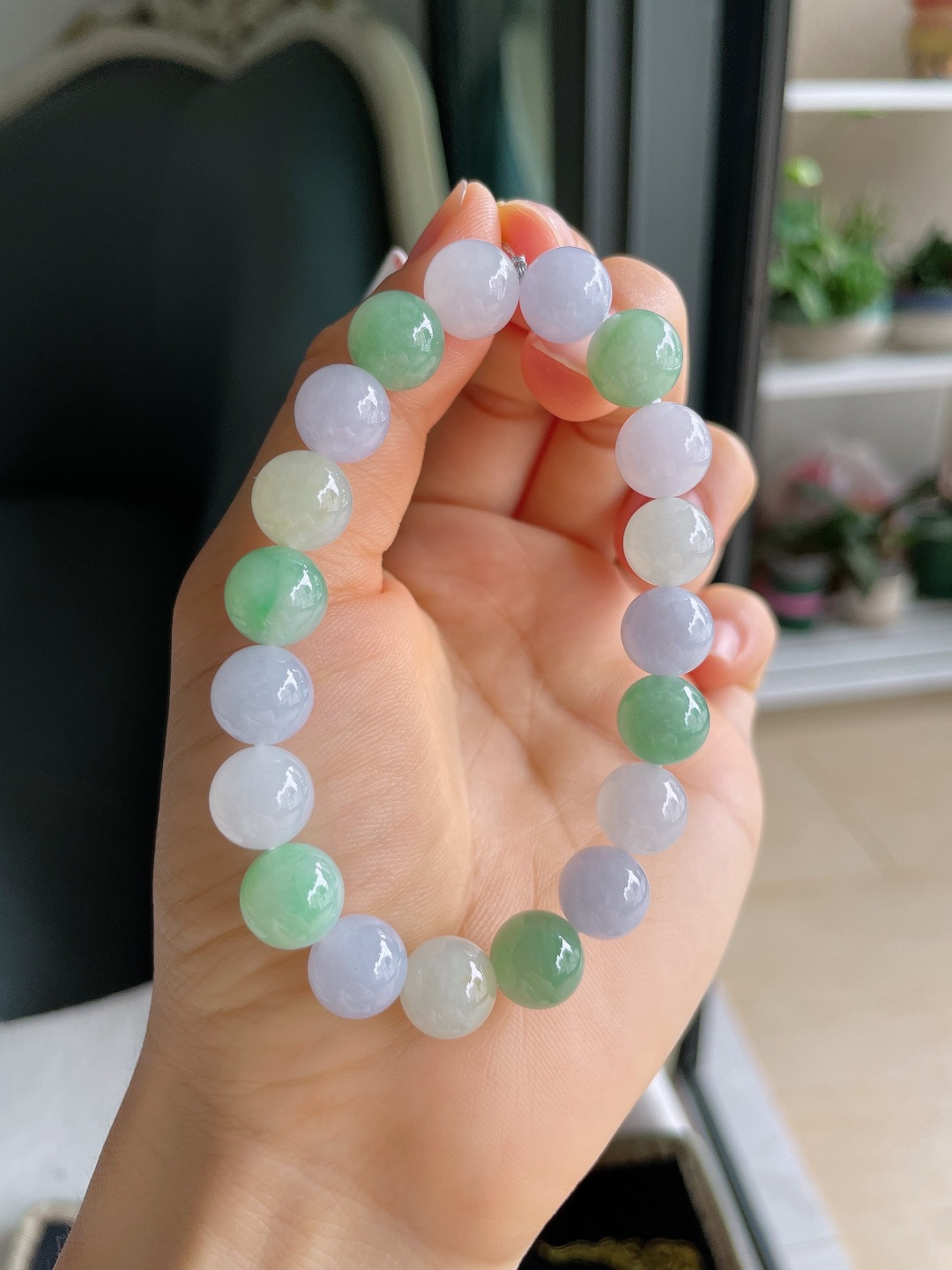 ️，缅甸天然翡翠A货，冰多宝手串，尺寸：10mm。【编4466】