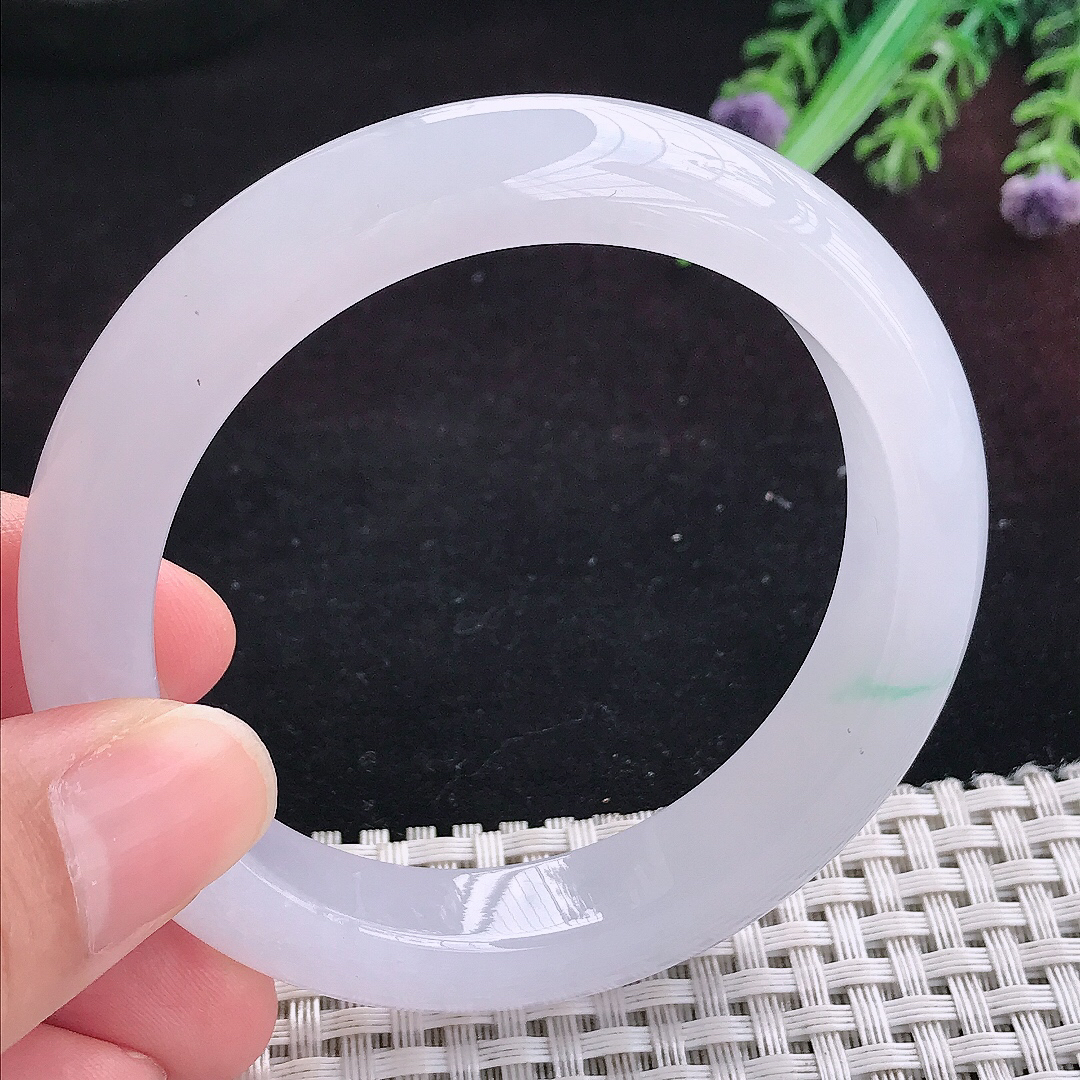 实拍A货翡翠55.8/12/9.2老坑冰透起胶手镯宽边玉镯平安镯百搭