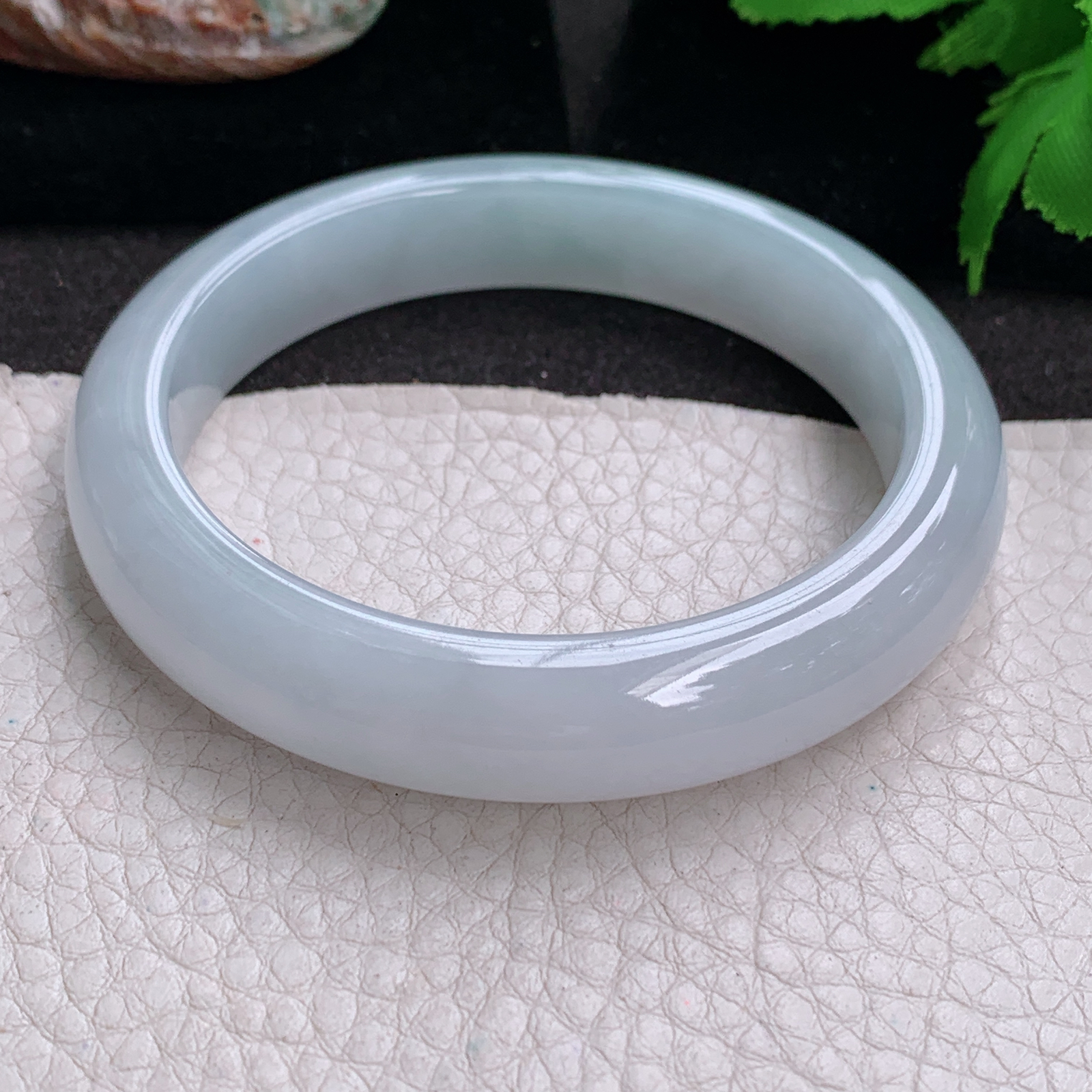 z实拍57*12*8.5平安镯 缅甸翡翠a货高品质冰纯厚装宽边玉手镯