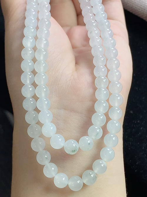 冰种玉珠项链，尺寸6.1mm，108颗，d01xtg