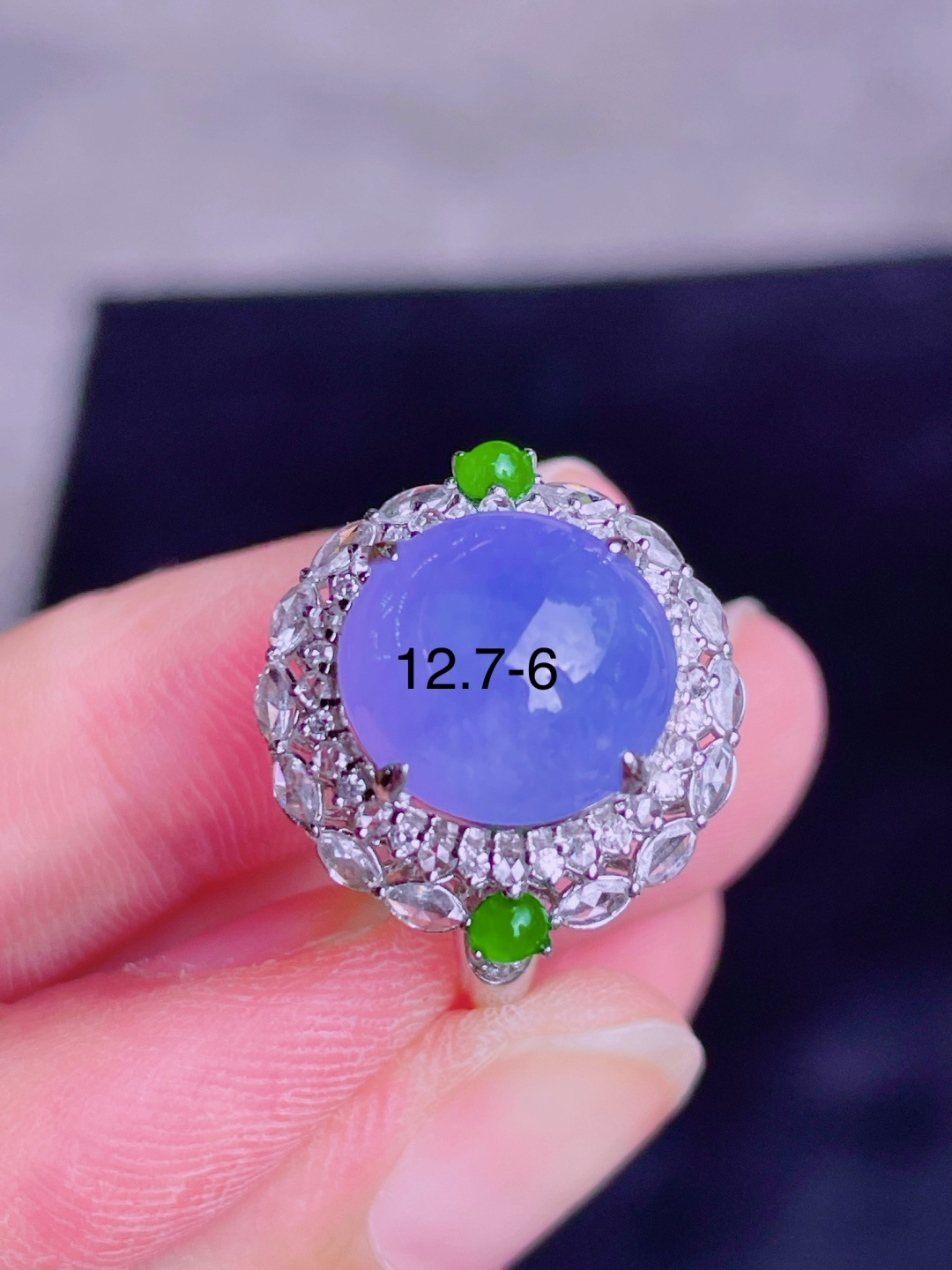 ️高冰紫蛋面戒指 晶莹剔透，新颖时尚，品相，12.7-6