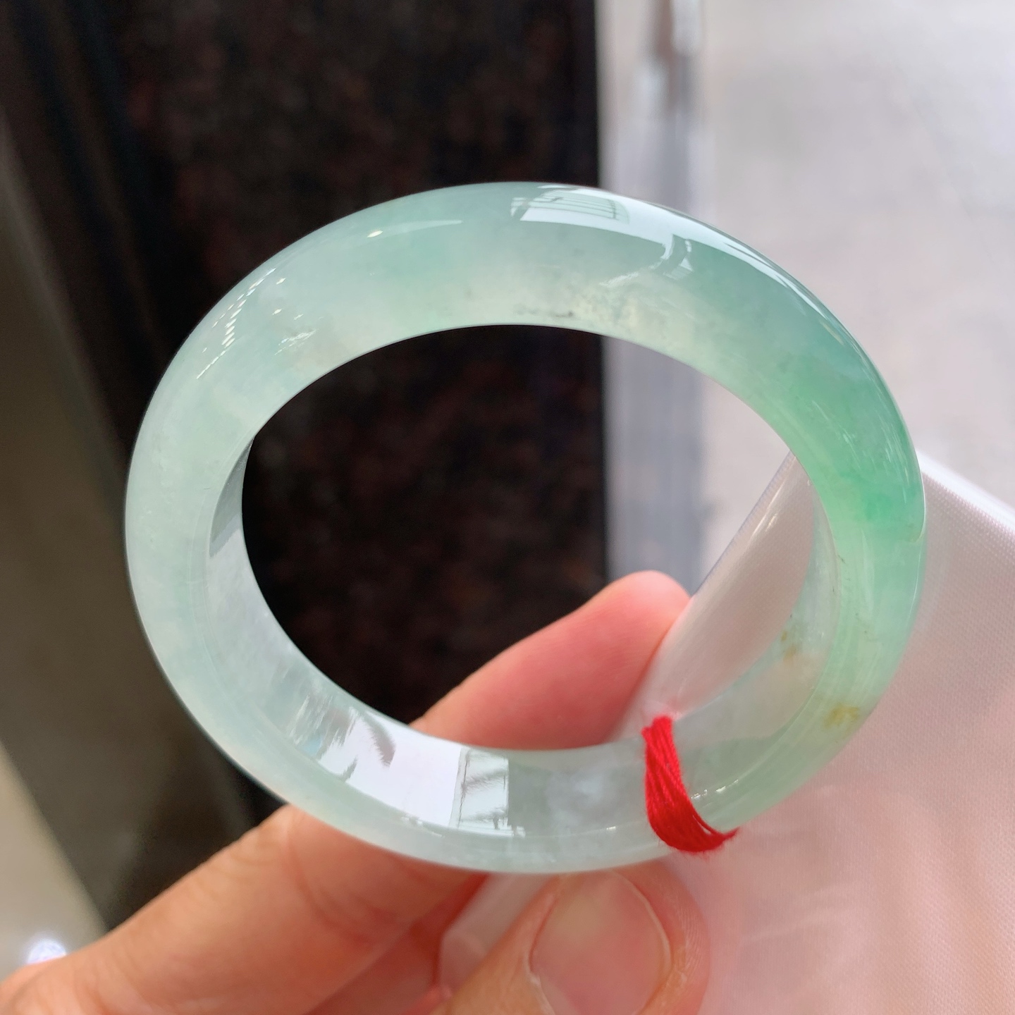 正圈冰飘绿 有纹 尺寸：50/12.5/8 小圈口