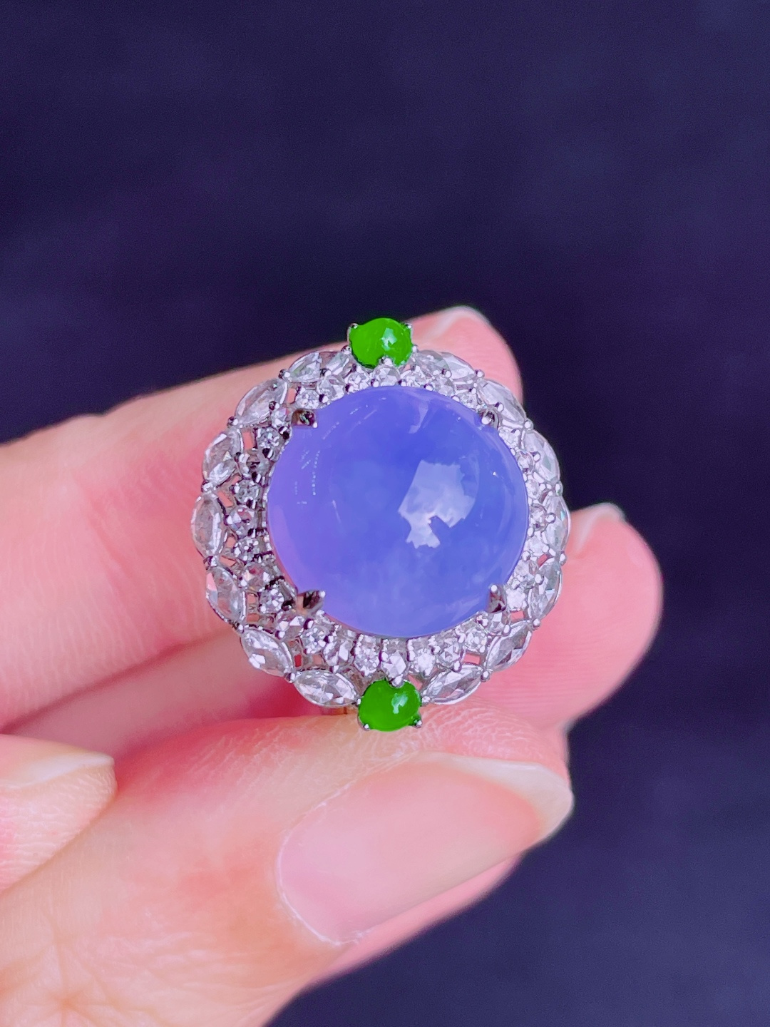 ️高冰紫蛋面戒指 晶莹剔透，新颖时尚，品相，12.7-6
