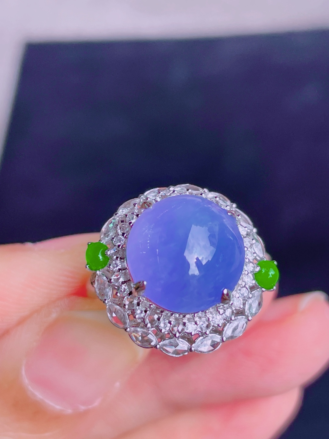 ️高冰紫蛋面戒指 晶莹剔透，新颖时尚，品相，12.7-6