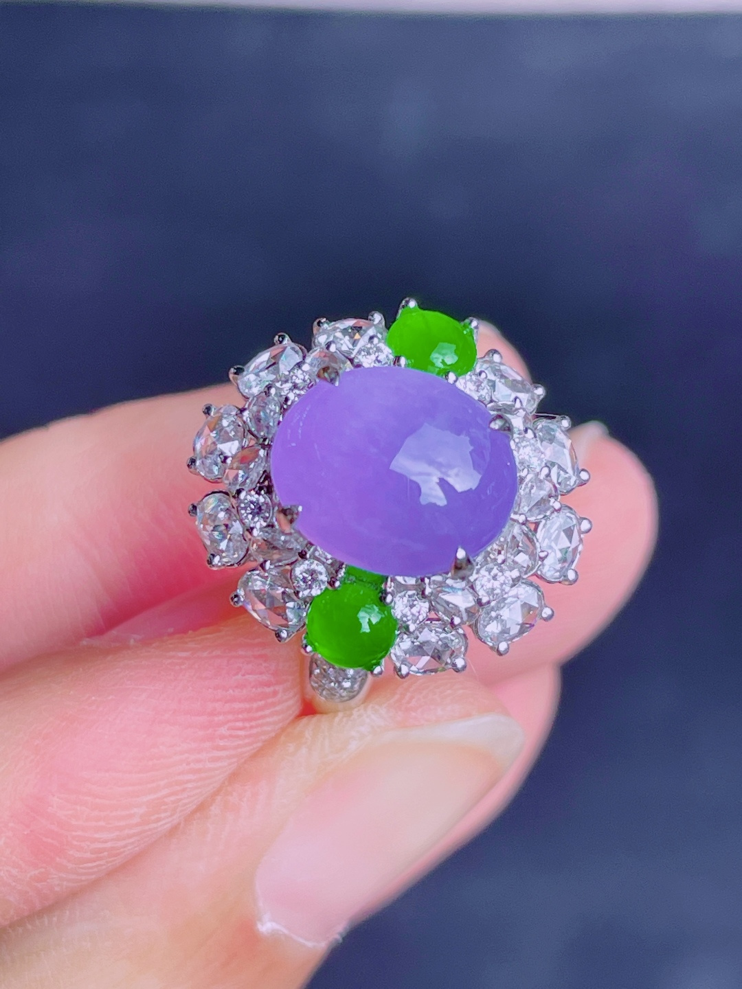 ️高冰紫蛋面戒指 晶莹剔透，新颖时尚，品相，11-9.4-5