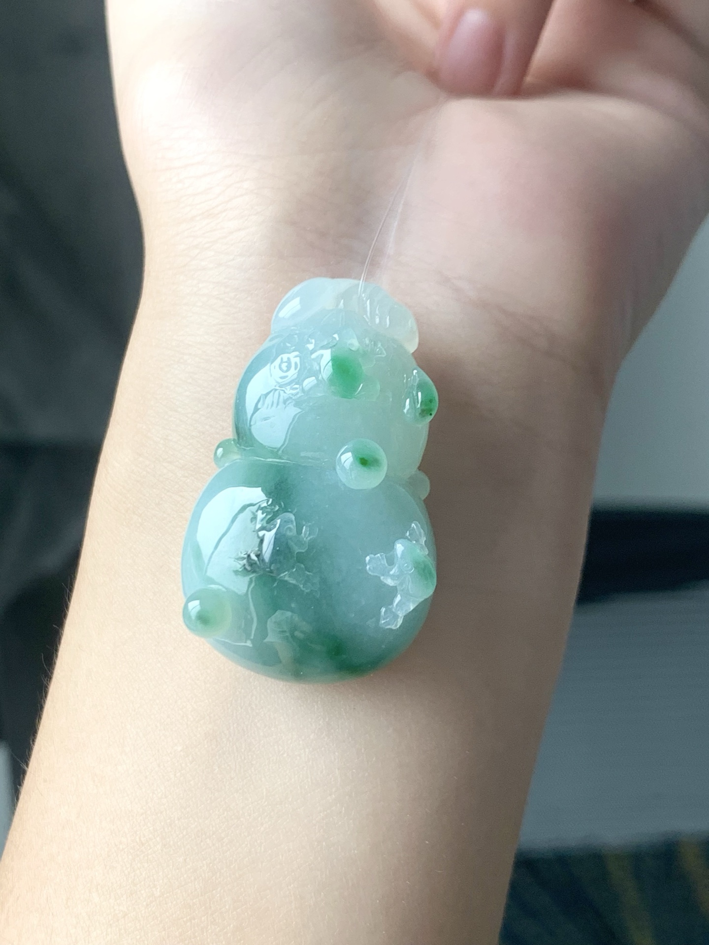 冰飘绿葫芦 优美色泽 精美饱满 尺寸38.4-24-13.7【C3545】