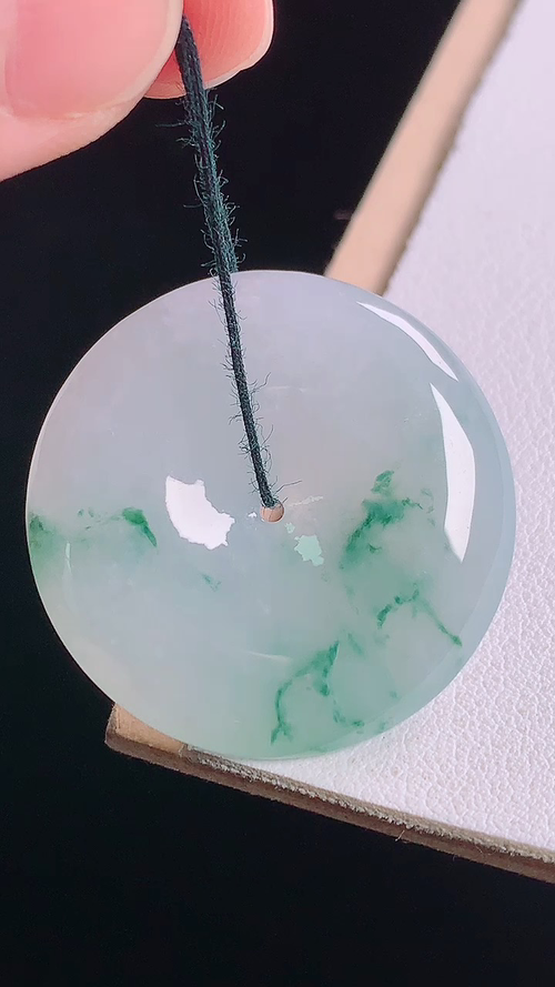 冰飘花平安扣，无裂，尺寸:30.2-5.3mm