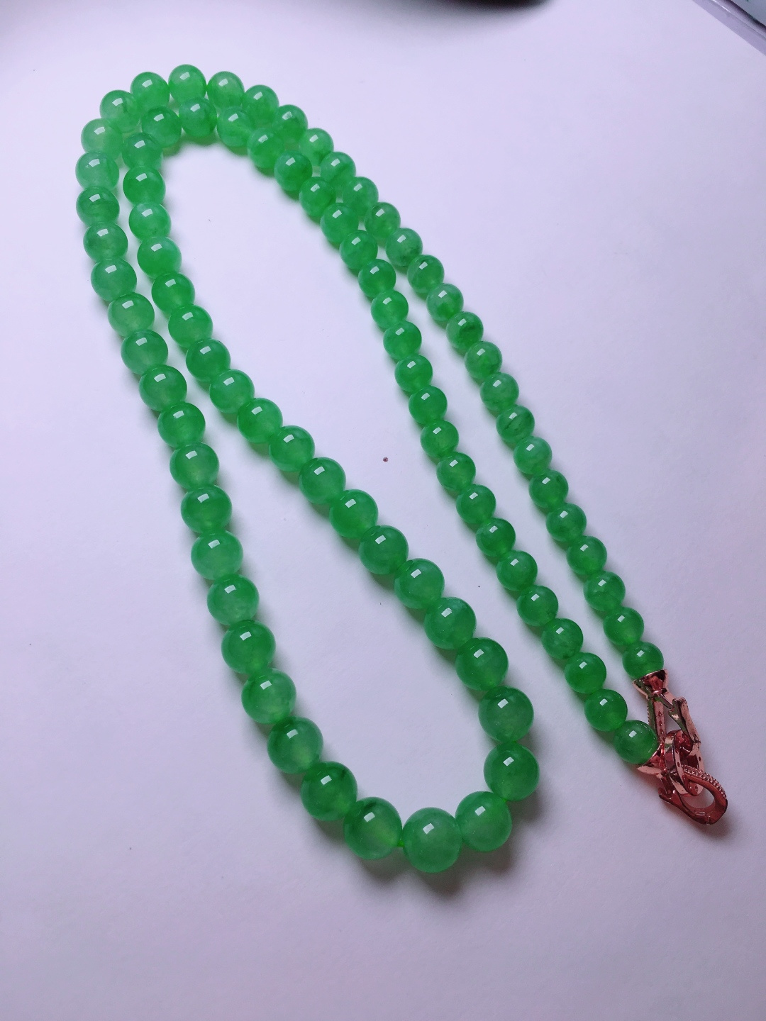 ️高冰绿珠子项链，晶莹剔透，新颖时尚，品相，6.3-8.5