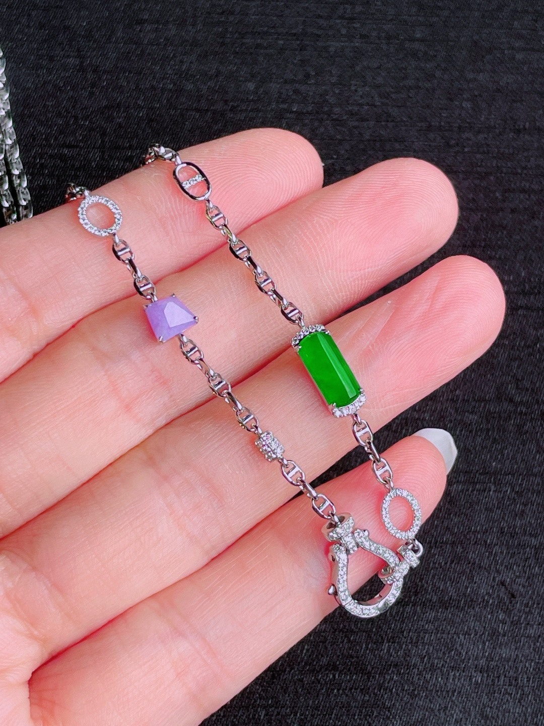 高冰绿配链，晶莹剔透，新颖时尚，品相，10-5-2