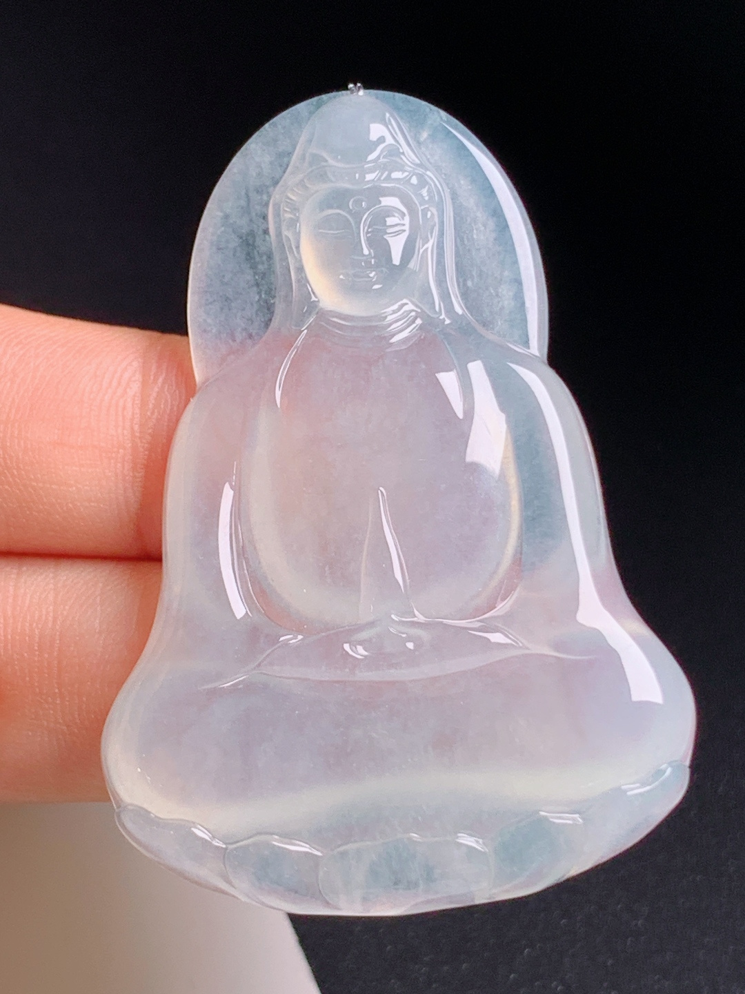 ️ 冰种素衣观音，种质纯净无棉，体态端庄线条流畅，清冷雅致收藏级品质，裸石53.5-36.3-5.