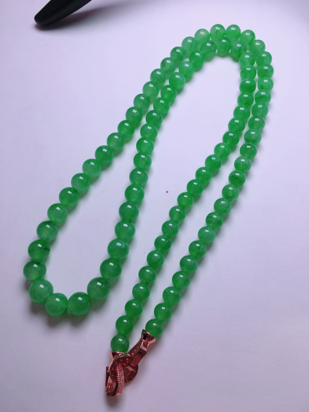 ️高冰绿珠子项链，晶莹剔透，新颖时尚，品相，6.3-8.5