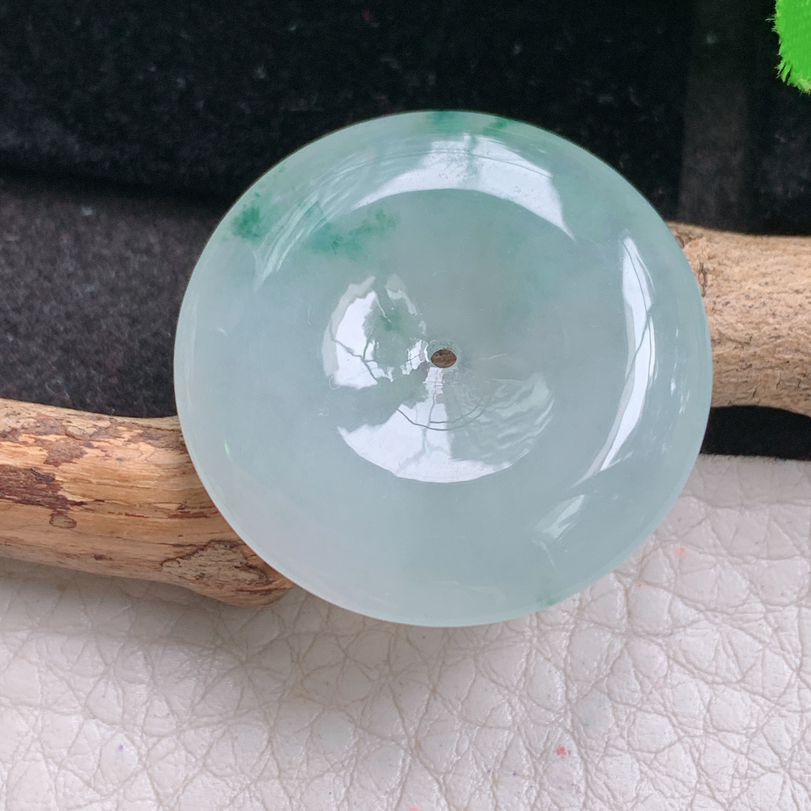 Gp实拍30.5*6缅甸翡翠冰飘花平安扣吊坠