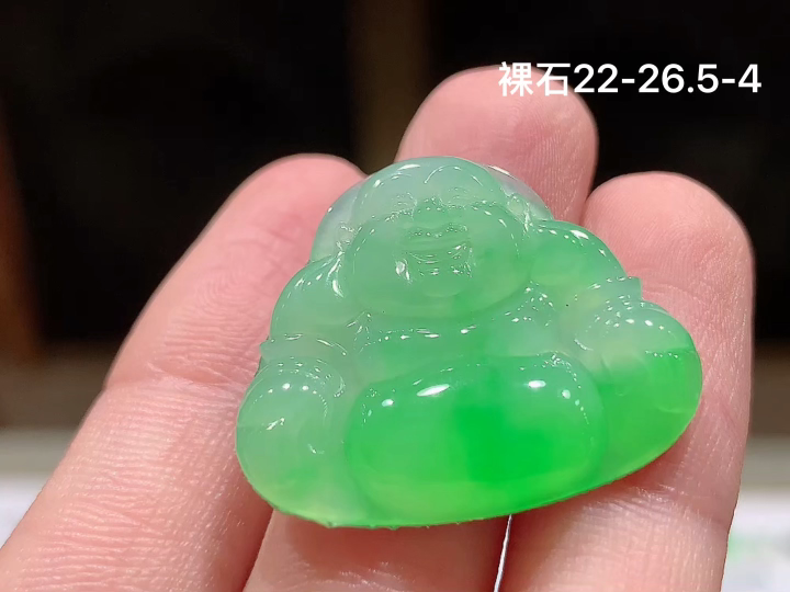 ️ 阳绿佛公，老坑冰透 种老水足 水润光泽，性比高，无裂，尺寸看图，22-26.5-4