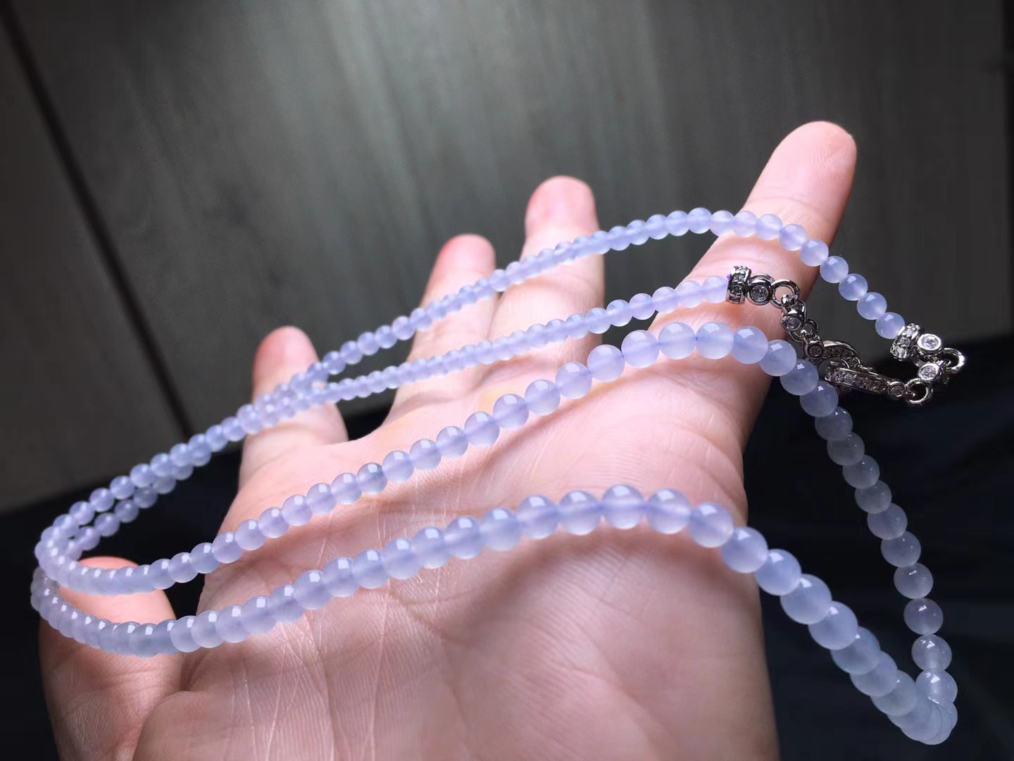 ️ 淡紫珠链，卡4.8～34mm，169颗，种好，干净，度极高，冰间，颗颗精选，实物更美