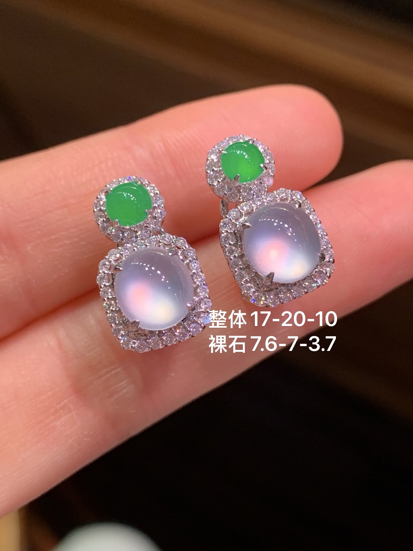 玻璃种炸光蛋面耳包