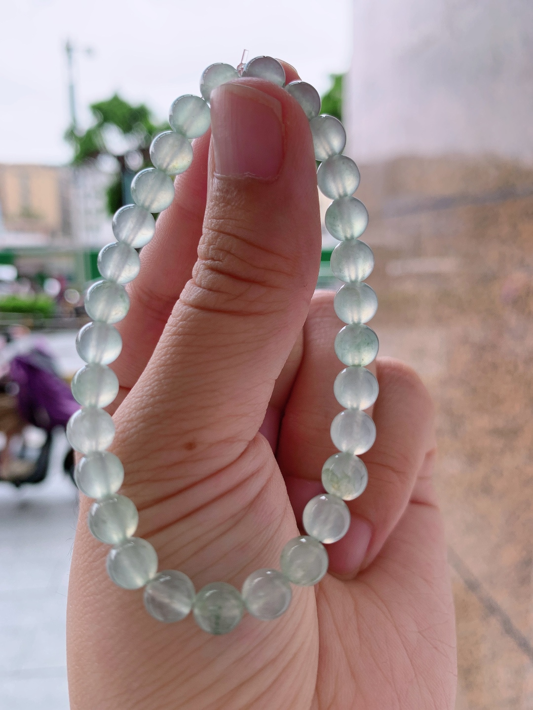 ️ 冰种飘花珠珠手链，冰透起光，飘花清雅错落，珠颗圆润均匀