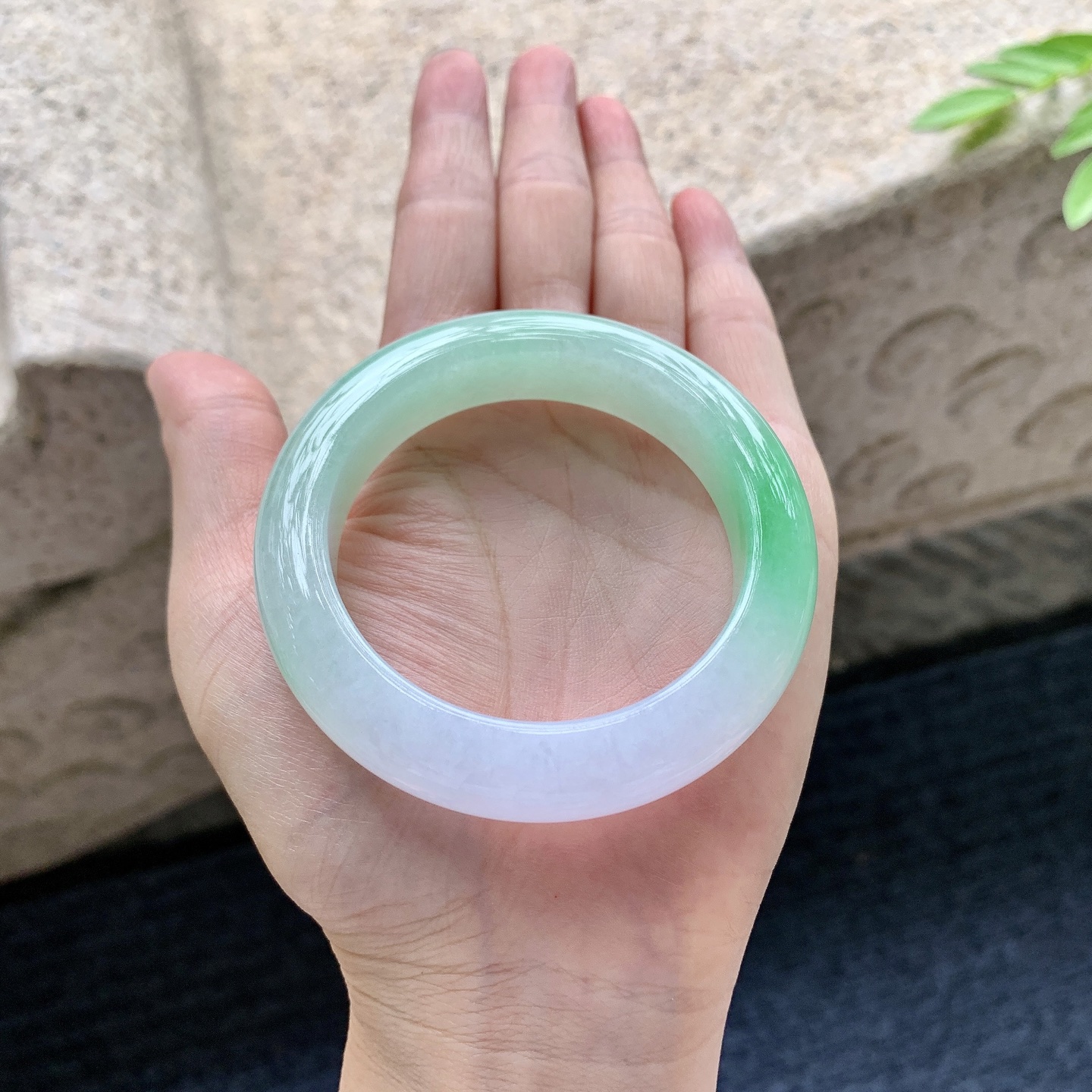 正圈50 51，圈口51.8/12.3/9.8，编码G9080442，细糯春彩，飘阳绿，水润，种老，细腻，无裂。