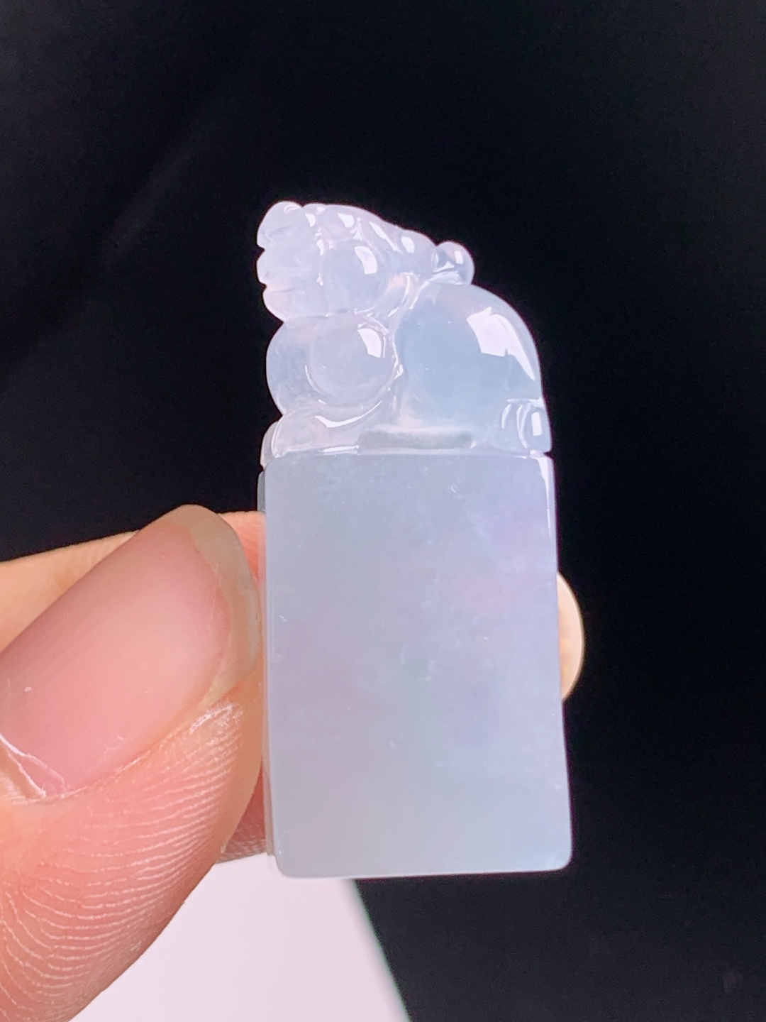 冰种貔貅印章，种质细腻，形制规整，纳福守财，裸石29.6-13-7.8，080731