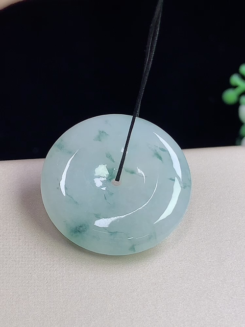 飘花平安扣，无裂，尺寸24.7-5.6mm，d03yxa