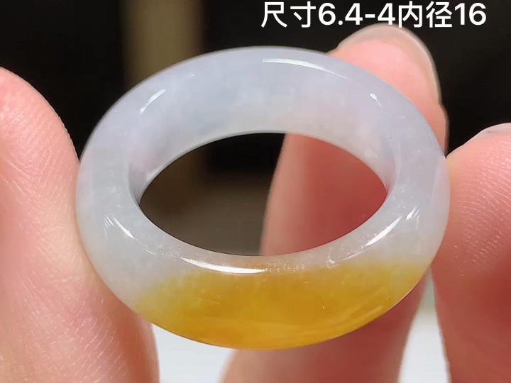 冰飘黄戒圈，无裂，尺寸6.4-4