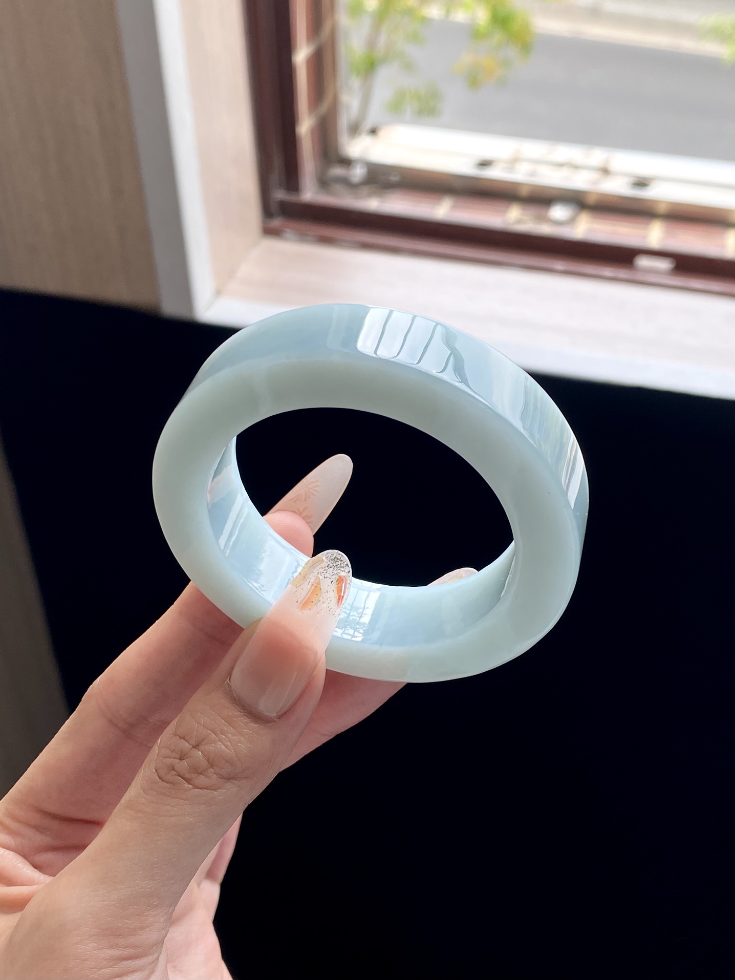 小圈口晴蓝宽版镯胚 D0221-2 ⭕️70-50.5-14.5-9.5 可做51～54正圈