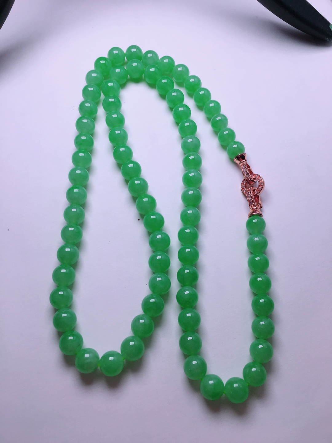 ️高冰绿珠子项链，晶莹剔透，新颖时尚，品相，7.8-8.2