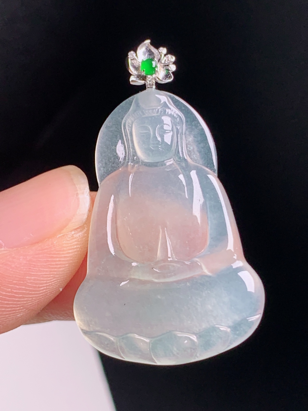 ️ 冰种素衣观音吊坠，种质通透，开脸祥和，温婉端庄 080731