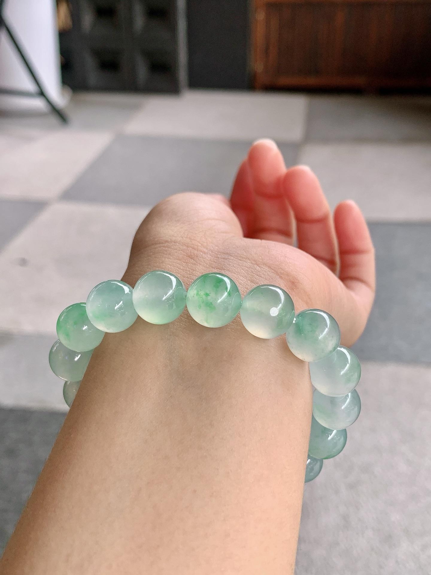 ️ 冰绿珠串，尺寸：11.8/11.6共17颗，玉蕴灵气，传世风雅