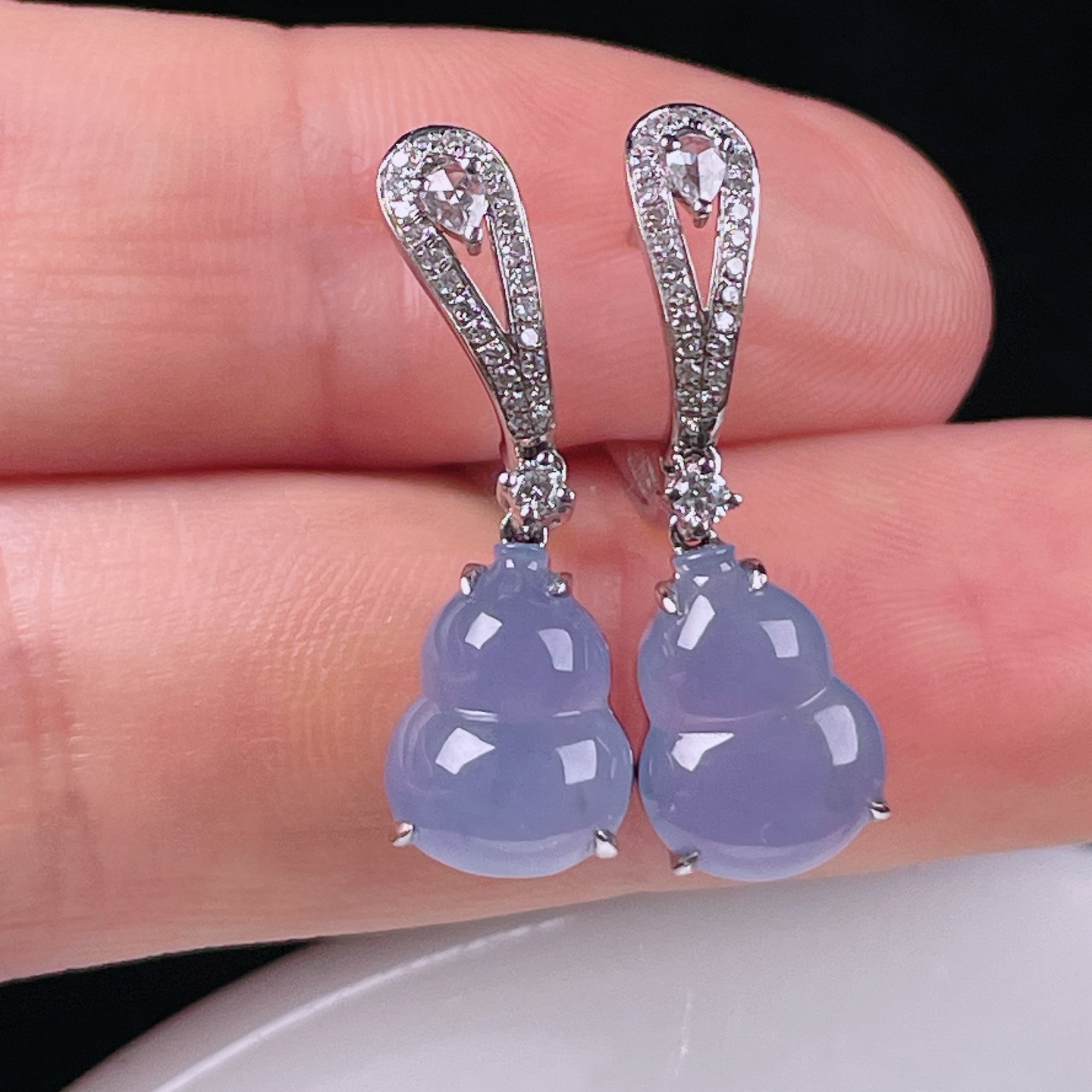 冰紫耳坠，老种起光，细底通透，尺寸：24.7/8/6裸石11.3/8/4mm0704