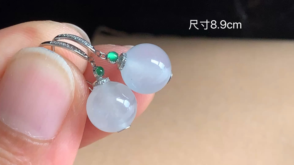 ️18K 冰种转运珠耳坠 无裂，尺寸，8.9