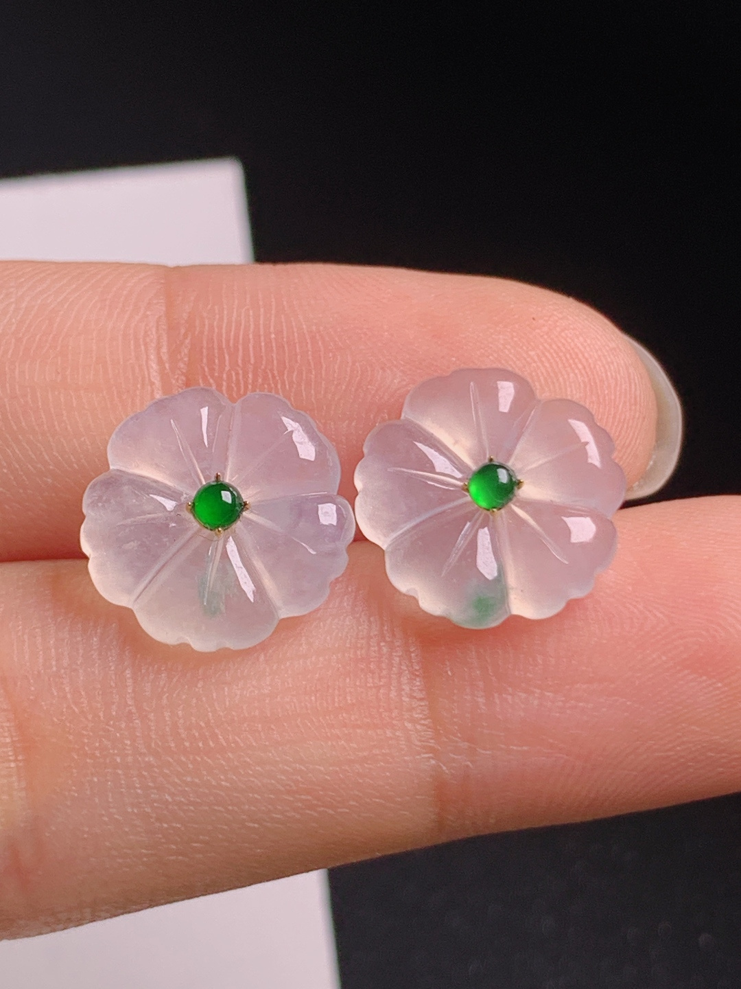 高冰小花耳钉，冰透粉嫩，简约大方，温柔日常，裸石12.5-2.9，530804