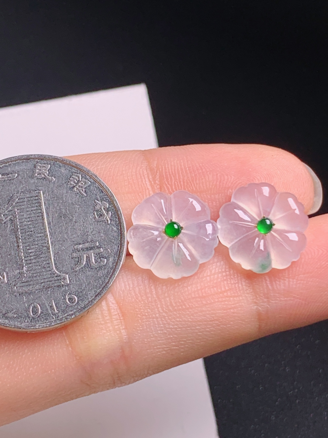高冰小花耳钉，冰透粉嫩，简约大方，温柔日常，裸石12.5-2.9，530804