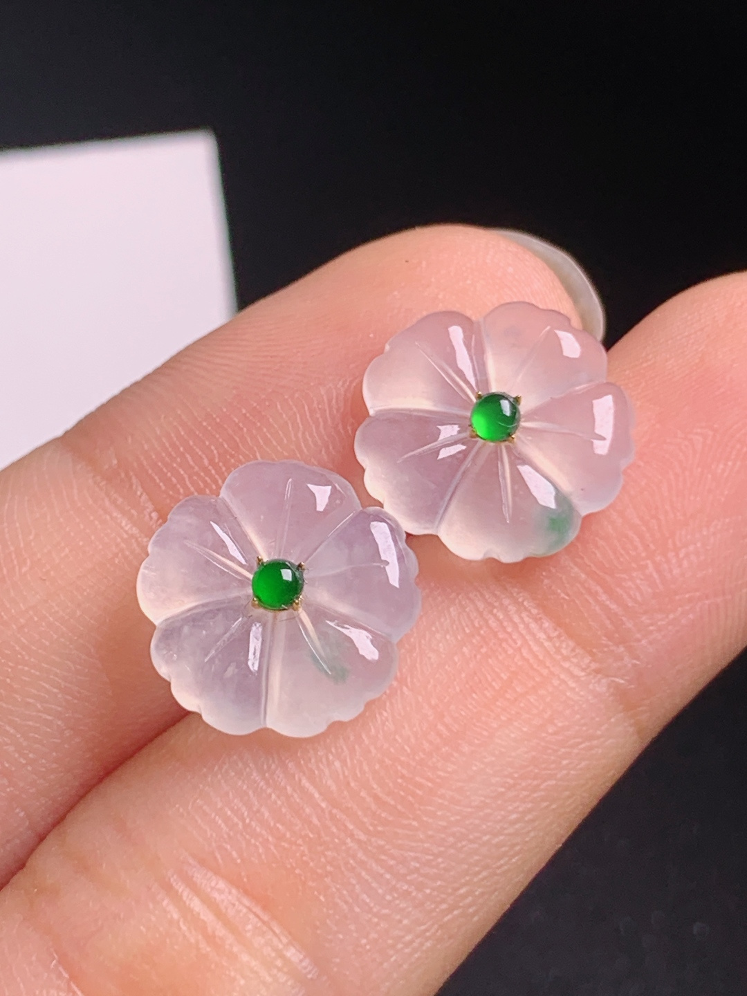 高冰小花耳钉，冰透粉嫩，简约大方，温柔日常，裸石12.5-2.9，530804