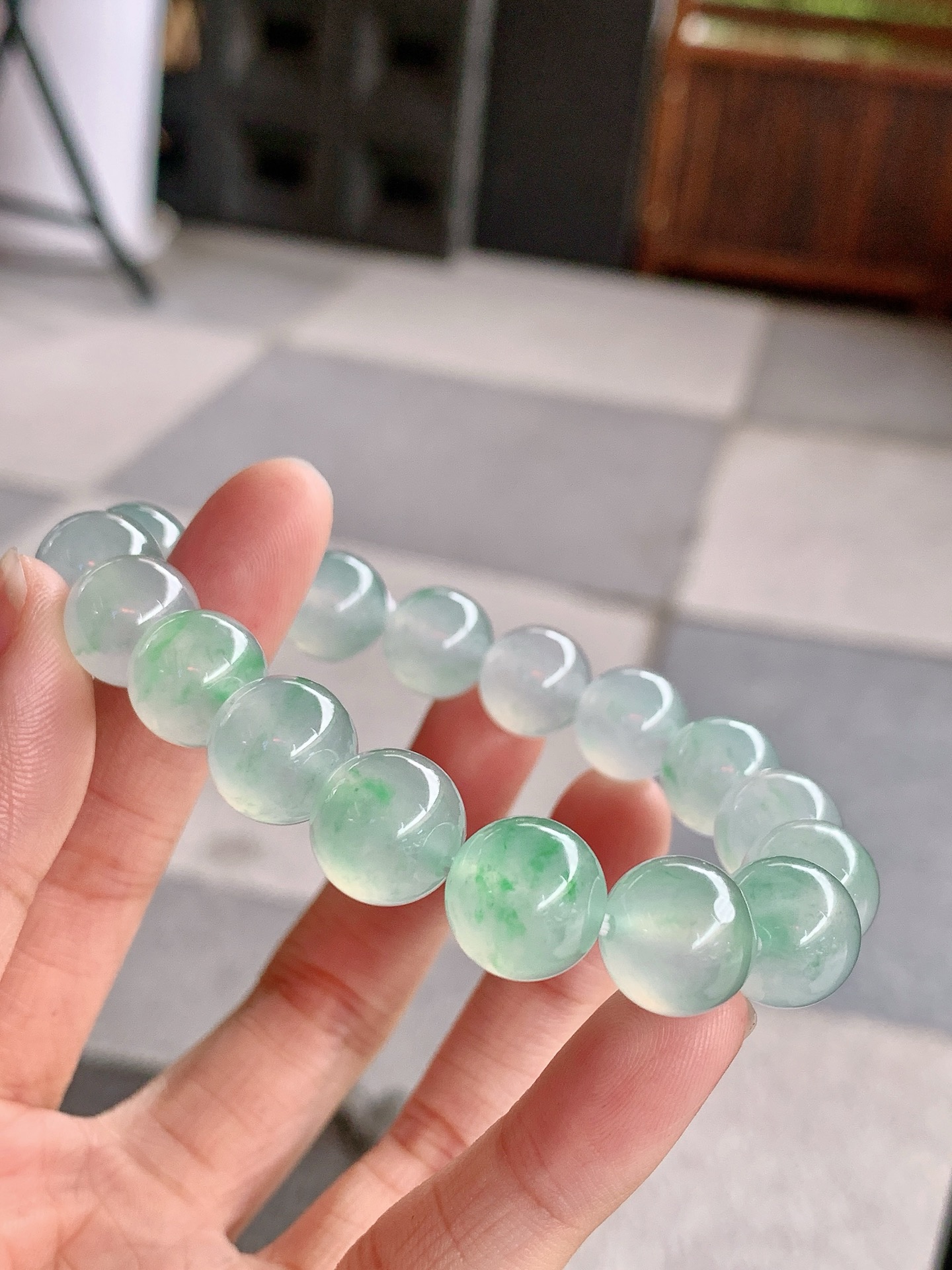 ️ 冰绿珠串，尺寸：11.8/11.6共17颗，玉蕴灵气，传世风雅