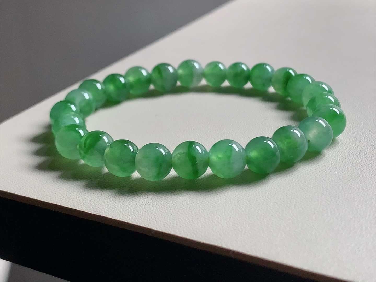 ️ 冰种阳绿珠子手链 色泽青翠漂亮，种水，尺寸7.8