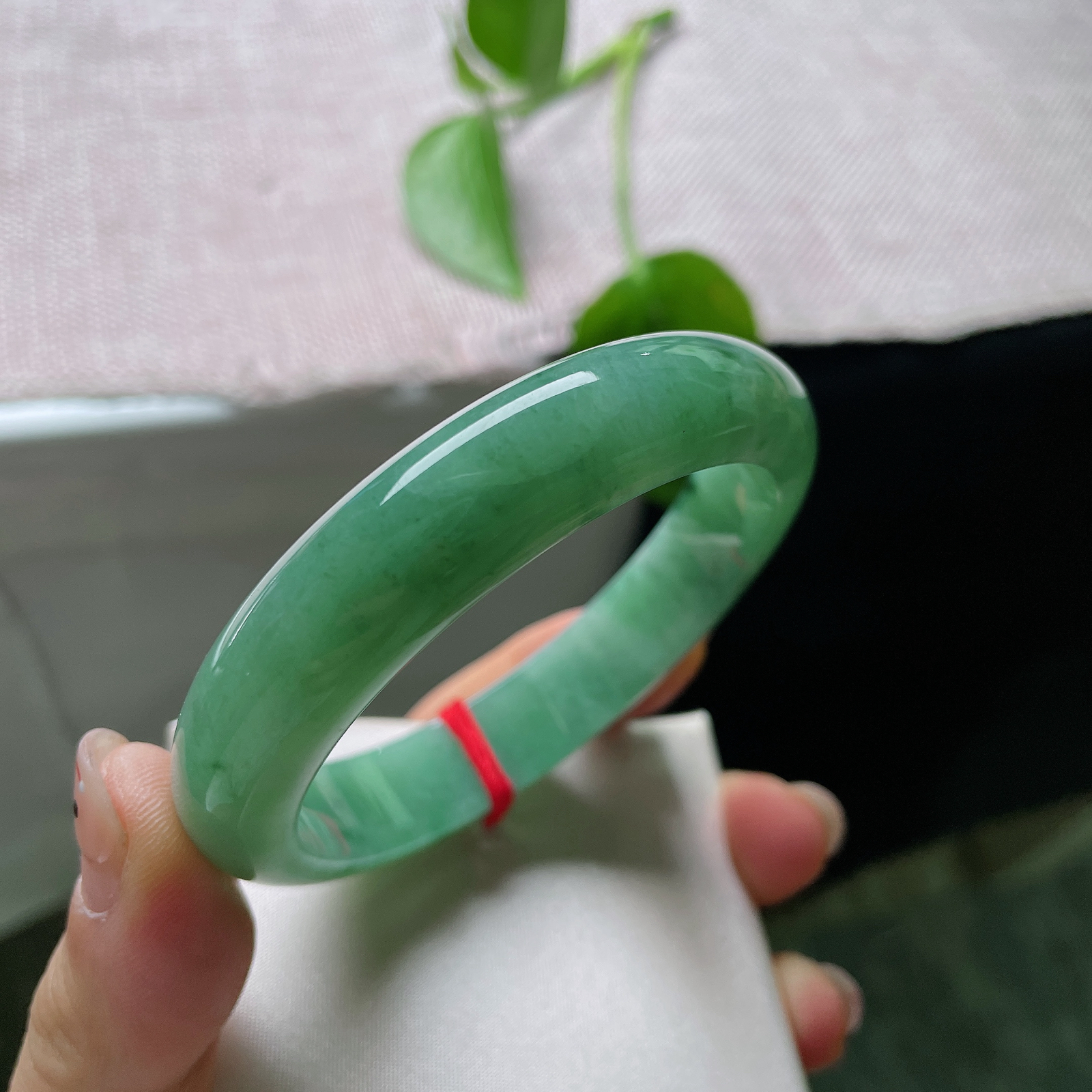 特惠活动#56/12.6/7.9，绿底正圈，一点皮纹，水润度饱满丰盈，镯体莹亮起柔和水光。ss56364a