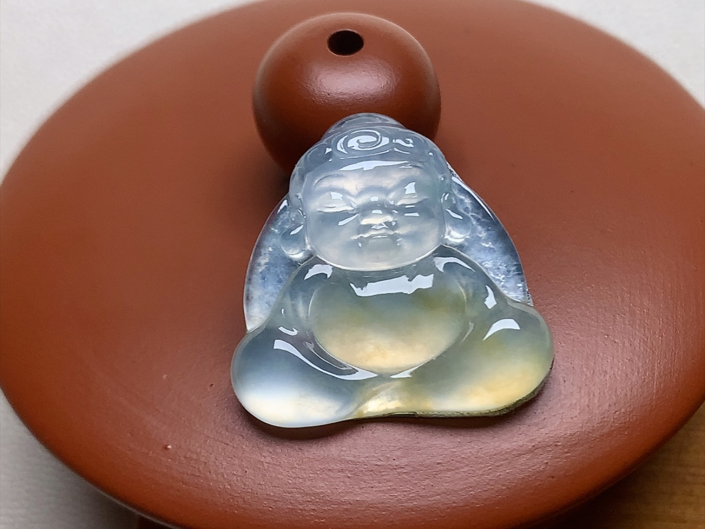 ️ 冰种黄翡宝宝佛 色泽金黄漂亮，品质，无裂尺寸19.8*19.3*4