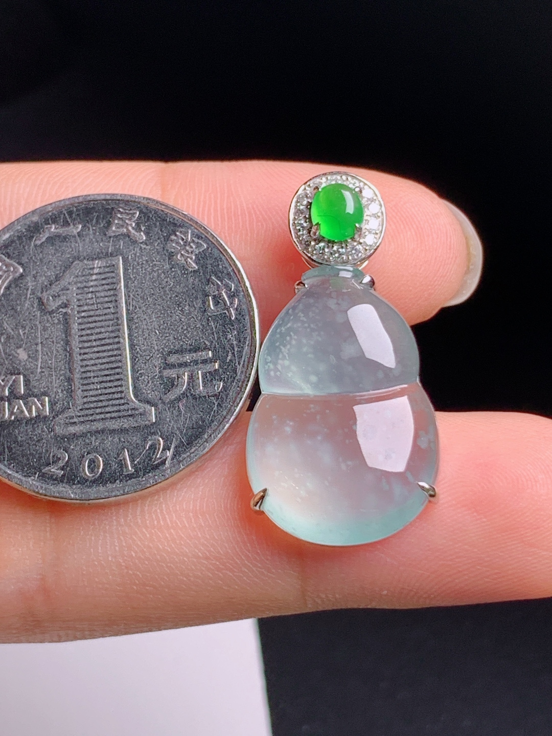 ️ 冰种葫芦吊坠，飘棉灵动，金钻点缀，福禄双全